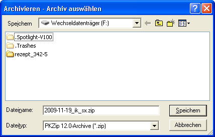 Simatic Manager-Dialog: Archivieren - Archiv auswählen (Wohin soll archiviert werden? - Wie soll das Archiv heißen?)